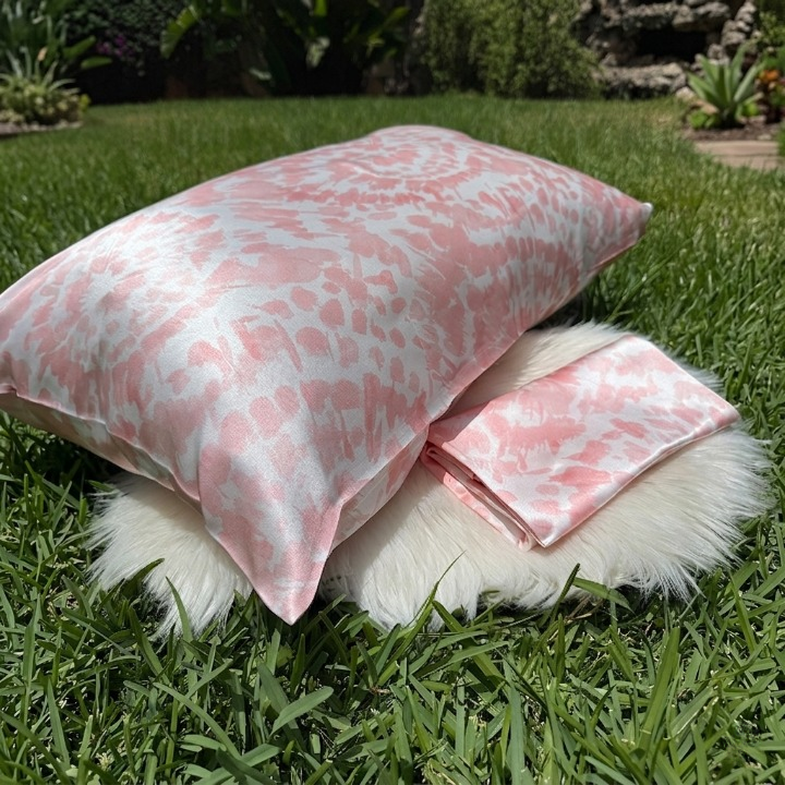 La Taie D'oreiller Pure soie de mûrier (Rose tie and dye)